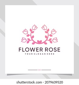 Rose flower logo design template with unique concept
