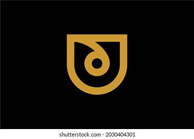 Rose flower logo design vector. Gold-letter U abstract sign. Natural organic logo design template.