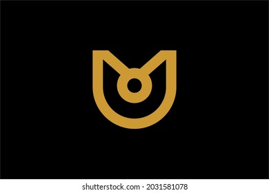 Rose flower logo design vector. Gold-letter U abstract sign. Natural organic logo design template.