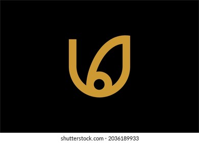 Vector de diseño del logo de la flor rosa. Señal abstracta U de letra dorada. Plantilla de diseño de logotipo orgánico natural.