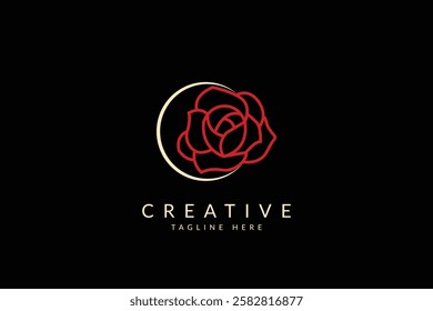 Rose flower logo design vector illustration.