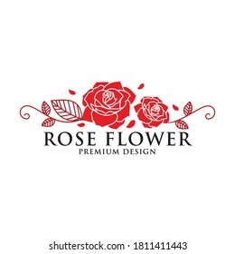 Vector de icono del logotipo de la flor rosa. Marca de negocios cosmética femenina. Estrella floral para el diseño del logo de la Naturaleza.