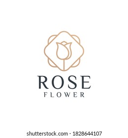 Rose flower logo illustration vector graphic design. Good for brand, icon, advertising, decoration, feminine, and business card