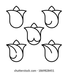 rose flower logo set with line style