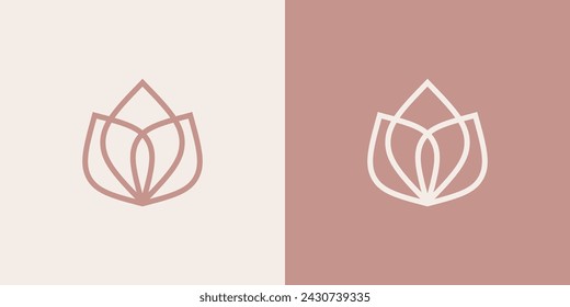 Rose flower logo simple design template. Minimal linear style vector illustration. Outline graphics for aesthetic cosmetology and medicine.	

