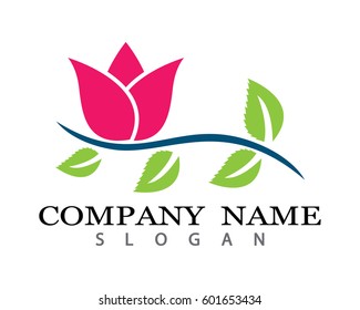 Plantilla de logotipo de flor rosa