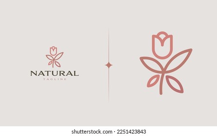 Rose Flower Logo Template. Universal creative premium symbol. Vector illustration. Creative Minimal design template. Symbol for Corporate Business Identity
