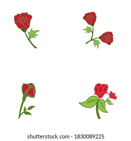Ilustración de icono del logotipo de la flor rosa