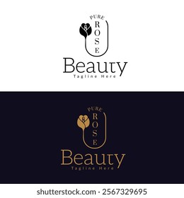 rose flower logo, vector for beauty fashion logo, salon logo, and spa, bouquet boutique