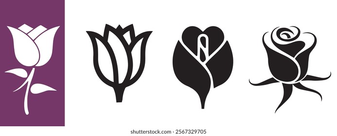 rose flower logo, vector for beauty fashion logo, salon logo, and spa, bouquet boutique