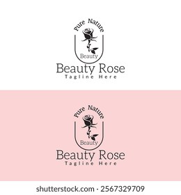 rose flower logo, vector for beauty fashion logo, salon logo, and spa, bouquet boutique