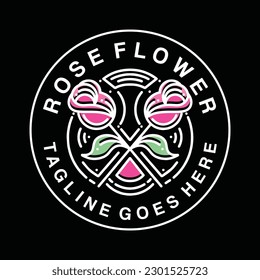 Rose Flower Logo Vector Design for boutique and cosmetic or spa