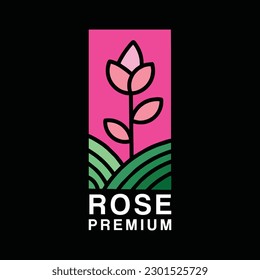 Rose Flower Logo Vector Design for boutique and cosmetic or spa
