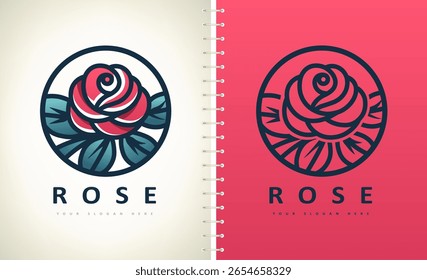 Diseño de Vector de logo de flor de rosa