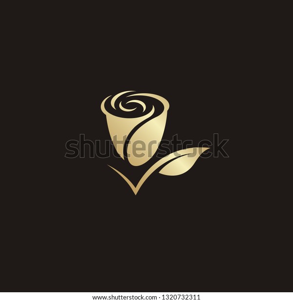Rose Flower Logo Vector Gold Color Stock Vector (Royalty Free