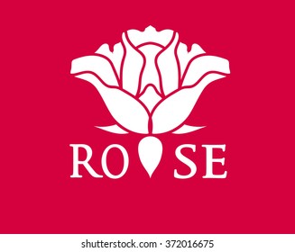 rose flower logo vector, Hand drawn flower silhouette, isolated rose sign or symbol 