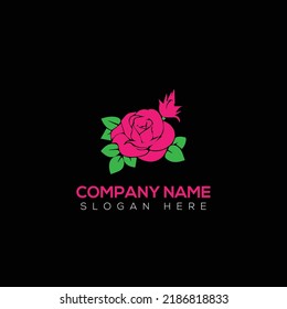 Rose flower logo vector illustration design 