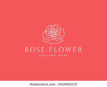 rose flower logo vector illustration. simple line rose logo template