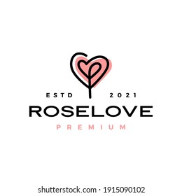 rose flower love heart valentine logo vector icon illustration