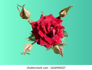 Rose flower Low Poly on the original background