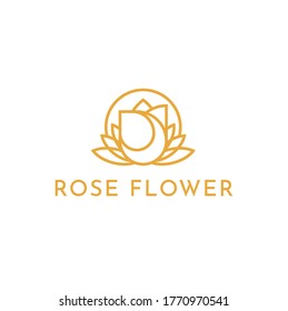Rose Flower Luxury logo design template