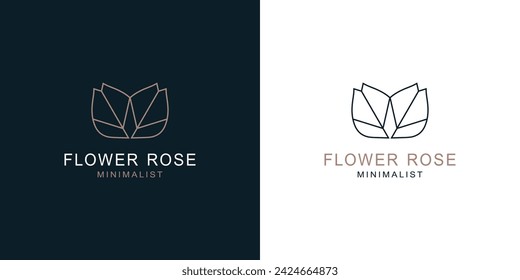 Rose flower minimal stylish single weight line art logo design.