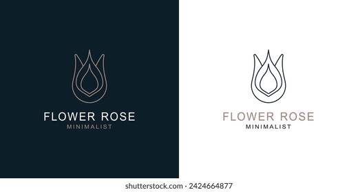 Rose flower minimal stylish single weight line art logo design.