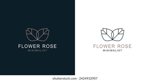 Rose flower minimal stylish single weight line art logo design.