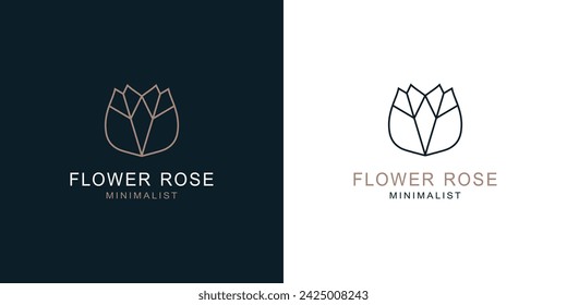 Rose flower minimal stylish single weight line art logo design.