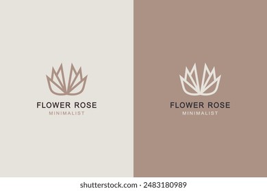 Flor de rosa minimalista elegante diseño de logotipo de la línea de peso único.