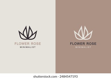  Rose flower minimal stylish single weight line art logo design.