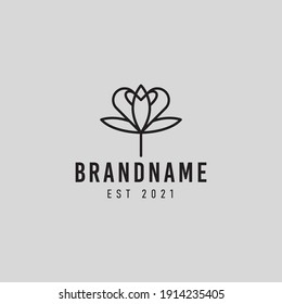 rose flower mono line logo design illustration