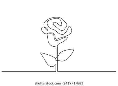 rose flower object simple one single line art design vector