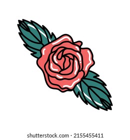 rose flower old school tattoo