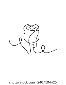 rose flower one line art, vector best line icon.