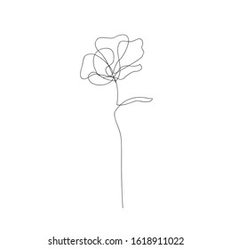 Rose flower one line vector minimalism drawing style