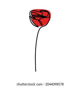 Rose flower oneline continuous line art premium vector set