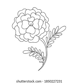 Rose flower outline icon. Decoration element for design invitation, wedding cards, valentines day.