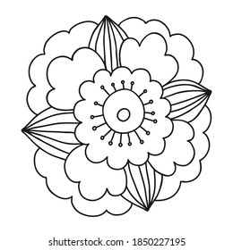 Rose flower outline icon. Hand drawn wedding herb, plant