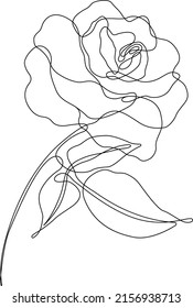 Vector de contorno de flor rosa. Juego de bocetos dibujados a mano. Dibujo de tinta de línea. Eps 10