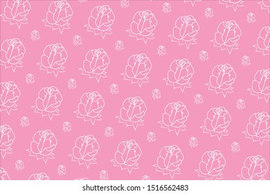 Rose flower pattern background, illustration, vector.
