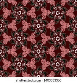 rose flower pattern, beige rose on brown background