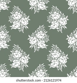 Diseño de patrones de flores de rosa sobre fondo verde