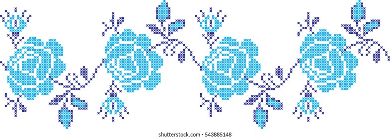 rose flower pattern embroidered cross-stitch pattern