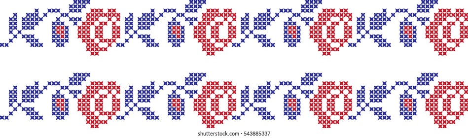 rose flower pattern embroidered cross-stitch pattern