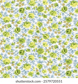 Rose flower pattern with little flower bouquet vintage and shading technique