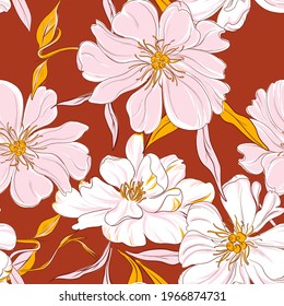 Rose flower peony bloom background, floral arrangement, botanical print  in vector 