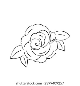 Rose Flower Petals Vector Sketch Icon Outline Rose Line Art Of Rose Vector Illustration