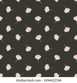 Rose flower pink black backround vector seamless patern