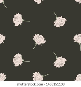 Rose flower pink vector seamless patern